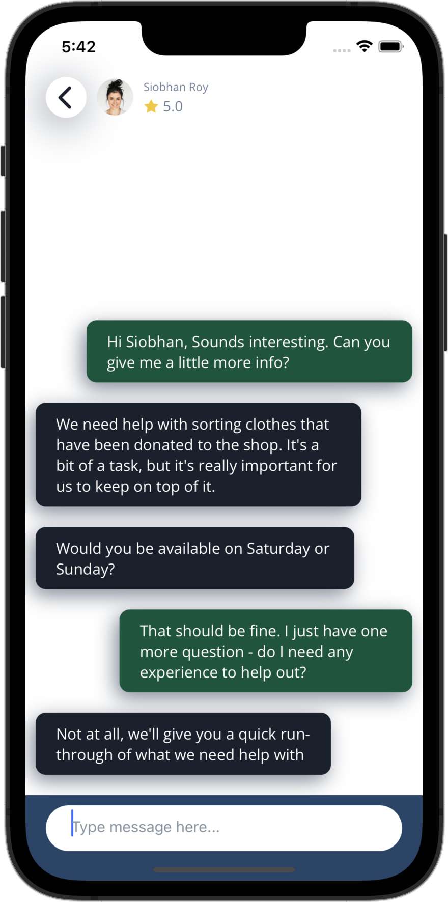 iPhone Screenshot of Chat